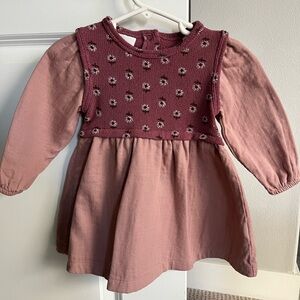 Zara Mauve Floral Knit Kids Dress, Size 18 Months, NWOT